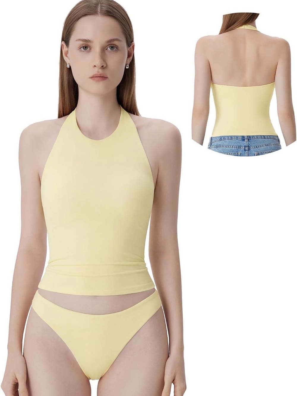 Halter Neck Women’s Tank Top - Cream